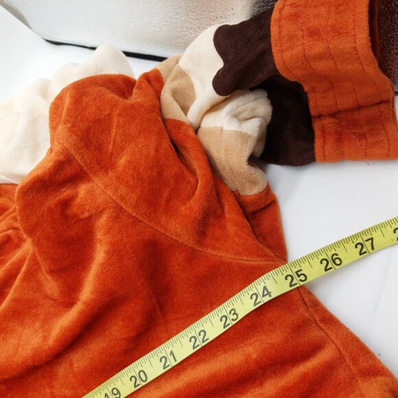 Luxarobe Robe Men Size 36 Medium Hooded Velvet Orange Pockets Belted READ - Picture 7 of 9